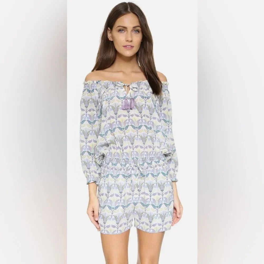 Tory Burch 100% Silk Mosaic Provence Pompeii Romper size XS